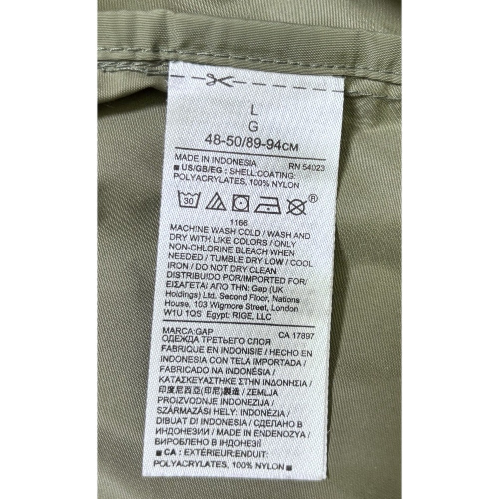 Gap Lightweight Bomber Jacket Army Green Y2K Aviator Nylon Flight Zips Mens L - Picture 6 of 15